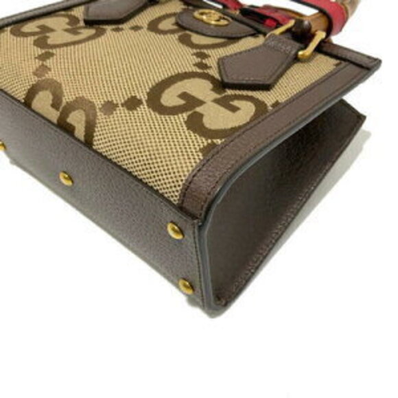 Gucci Diana Bag Jumbo GG Canvas Leather Bamboo Brown - Picture 6 of 8